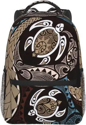 DZUAIKIT Hawaiian Honu Polynesian Sea Turtle Casual Travel Backpack Lightweight Computer Bag Hiking College Laptop Bag for Aldult