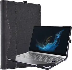 Case Cover for Samsung Galaxy Book2 Pro/2 Pro 360 & Galaxy Book Pro/Pro 360& Galaxy Book 4 360 15.6 inch with Kickstands,PU Leather Protective Stand Case Cover (Black)