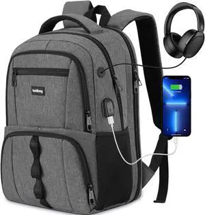 17.3 Inch Travel Laptop Backpacks Men for Business, School Bookbag for Boys Student in High School College,Anti Theft Computer Bag with Laptop Compartment and USB Charging Port,Water Resistant