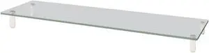 Kantek Extra-Wide Glass Monitor Riser with 8mm Tempered Glass Platform and 60-Pound Capacity, Clear Glass (MS380), 3.3" x 39.4" x 10.2"
