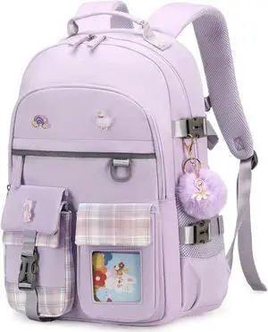 KIDNUO Backpack for Girls, 15.6 Inch Laptop School Bag Kids Kindergarten Elementary College Backpacks Large Bookbags for Teen Girl Women Students Casual Travel Daypacks (Purple)