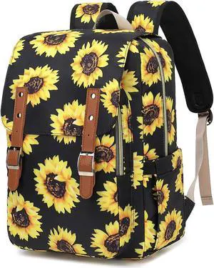 Kouxunt Sunflower Laptop Backpack for Women Girls, 15.6 inch College School Backpacks Travel Casual Daypack