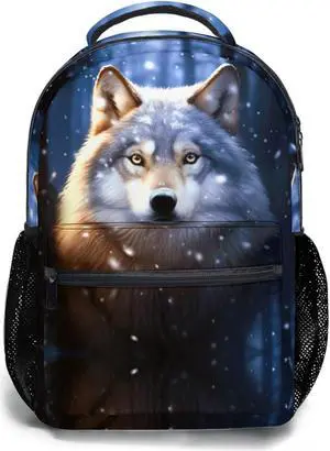 Miaoquhe Wolf Backpack Animal Printed Laptop Backpack for Girls Boys Kids Wolf Printing School Bookbags Casual College Shoulder Bag Computer Daypack for Women Men Travel Work
