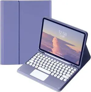 QYiiD Keyboard Case with Touchpad for iPad Pro 13-inch (M4) 2024, Smart Keyboard Folio Cover with Pencil Holder, Multi-Touch Trackpad, Detachable Keyboard for iPad Pro13 inch (2024), Purple