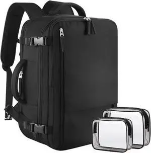 Sinaliy Large Travel Backpack for Women Men, Expandable 40L Carry On Backpack, 17 Inch Laptop Backpack College Bookbag, Waterproof Travel bag as Person Item Flight Approved