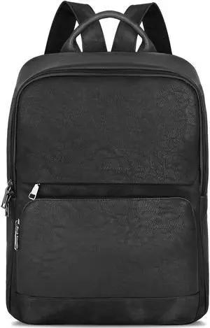 SYTRAH Leather Backpack for Women, Vintage 15.6 inch Laptop Backpack Purse for Women, College Casual Backpacks Ladies Computer Bags for Travel Business Work Pure Black