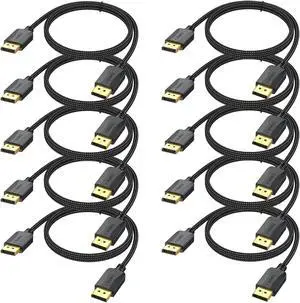 XiAyriky DisplayPort to DisplayPort Cable 1.5 FT, 10-Pack Thin DP Display Port Cable Adapter Male to Male 4K, 2k@165Hz/ 144Hz for Computer, Docking Station, Monitor and More