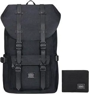 KAUKKO Travel Laptop Backpack, Outdoor Rucksack, Causal backpack Fits 15.6"(Linen Black2pcs)