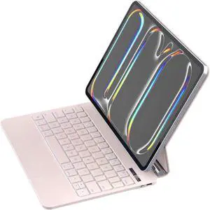 ZENLU iPad Pro 11 M4 2024 Case with Keyboard Pink, Magic-Style Keyboard, Multi-Touch Trackpad, Floating Cantilever Stand, Smart Backlit Keyboard Case for 11" iPad Pro 5th Gen