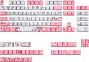 ZMX Cherry Blossom Pink Keycaps,PBT Dye Sub OEM Profile Cute Flower Keycaps Full Size 134 Keys Custom keycap Set for Cherry MX Switches 104 60% 75% Mechanical Gaming Keyboard DIY keycaps