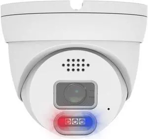 GW Security 4K 8MP 2-Way Audio Full-Time Color Night Vision Outdoor/Indoor PoE IP Turret Security Camera with Blue/Red Alarm Light (GW8595DFIP)