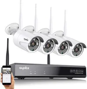 SANNCE 10CH 5MP NVR All-in-One Wireless CCTV Security Camera System with 4 * 5MP Waterproof Surveillance IP Cameras, Plug an Play, Enhance Signal, P2P, Snapshot Email Alert & APP Push