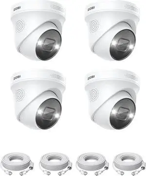 ZOSI 4PK 4K PoE Add On Camera with Ethernet Cables,8MP Weatherproof Outdoor Indoor Dome Security Camera with Person/Vehicle Detection,Night Vision,2 Way Audio,Only Compatible with ZOSI 4K POE NVR