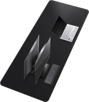 Mydours Super Size 71" x 28" Desk Mat, Dual-Surface PU Leather in Black, Heavy-Duty Office Blotter for Laptop Keyboard, Gaming-Ready Extended Mouse Pad with Scratchproof & Spill-Resistant Features