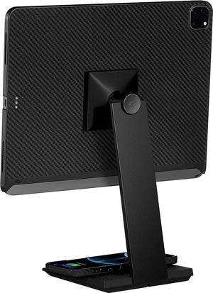 PITAKA Magnetic Case and Stand for 2022/2021 iPad Pro 12.9 inch 6th/5th Generation, iPad Holder with 15W Smartphone Wireless Charging Base