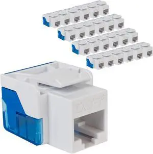 ICC CAT5e Keystone Jack with Inline IDC No Pair Split Wiring (Easier Termination) UL Listed PoE++ TAA VoIP Compliant for Wall Plate or Patch Panel, Works with JackEasy Termination Tool, White 25 Pack