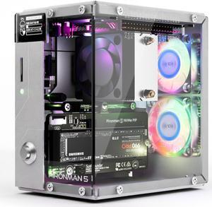 Pironman 5 NVMe M.2 SSD PCIe Mini PC Case for Raspberry Pi 5 Hailo-8L AI Accelerator with Tower Cooler+Dual RGB Fans, 0.96'' OLED Module, Safe Shutdown, Standard HDMI, RGB Effect, Stylish Design