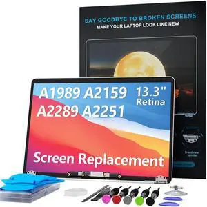 LHM A1989 A2159 A2289 A2251 Screen Replacement for MacBook Pro 13.3" 2018-2019-2020 Year Retina (EMC 3358 3214 3301 3348 3456) 2560x1600 Full LCD Screen Display Assembly with Fix Kit (A1989-Grey)