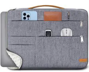 KINGSLONG 17-17.3 inch Laptop Sleeve Bag, Slim Shockproof Handbag Carrying Case, Notebook Computer Cover Fit for Acer Asus Dell HP Grey