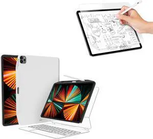 SwitchEasy CoverBuddy iPad Pro 12.9" Case Compatible with Magic Keyboard & Smart Keyboard Folio (Keyboard Not Included)- White, Bundle with Like Paper iPad Pro Screen Protector 11" / iPad Air 10.9"