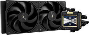 Thermalright FW240 Black CPU AIO Cooler,PC 360 Specification Water Cooler System,IPS LCD Screen with 320*240 Resolution,for AM5&Intel LGA1700/1851,High Performance Pump,Comes with 2.4-inch LCD Display