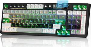 Womier M90 Wireless Mechanical Keyboard with Number Pad & Multimedia Display,3-Mode Gaming Keyboard,Hot Swappable Custom Key Board RGB,POM Linear Switch,PBT Keycaps for PC/Xbox/PS4/PS5-Black