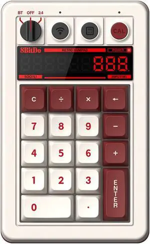 AKNES 8Bitdo Retro 18 Mechanical 2-in-1 PC Calculating Numpad, Bluetooth/2.4G/Wired for Windows and Android - Fami Edition