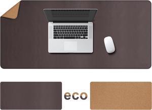 Cacoy Large Desk Mat 48" x 24" Leather Desk Pad Protector with Cork & PU Leather, Dual-Sided Office Desk Mat, Large Mouse Pad, Waterproof Desk Blotter Pad for Office and Home (Brown)