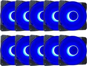 APEVIA CO1012L-BL Cosmos 120mm Blue LED Ultra Silent Case Fan w/ 16 LEDs & Anti-Vibration Rubber Pads (10 Pk)