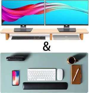 Leather Desk Pad& Monitor Stand