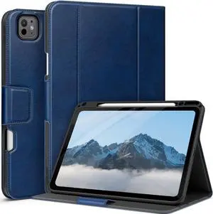 auaua Case for iPad Pro 13 Inch 2024 (M4), with Pencil Holder and Pocket, Multiple Viewing Angles, Magnetic Closure, Auto Sleep/Wake (Blue)