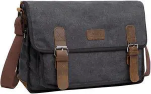 Berchirly Men 14Inch Canvas Sling Bags Shoulder Crossbody Bag Briefcase Pack Dark Gray