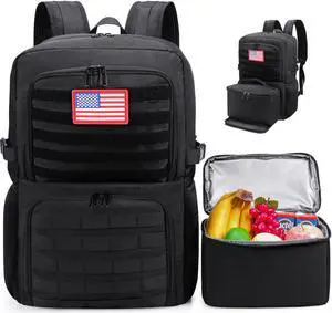 BERTASCHE Lunch Backpack, Laptop Backpack 17 inch for Work w/Insulated Cooler Lunch box for Men Women, Casual Daypack for Travel Commuter Picnic College,Black