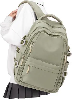 BOXSAM Lightweight Backpack for Women, Large Laptop Travel Backpack Casual Daypack College Bag Rucksack for Men. Green