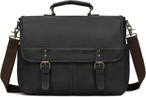 Leather Messenger Bag for Men, 15.6 Inch Laptop Briefcase Large Computer Satchel Shoulder Bag for Work/Business/Travel