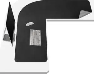 Chihein L-Shaped Desk Pad, Corner Desk Mat (41.3"+ 41.3") x 12.99", Computer Office Mouse pad Writing Table Pad for Home Office - Black/Gray