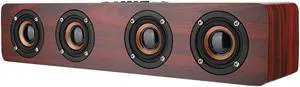 Wooden Bluetooth Speaker, 12W TV Computer Speaker Sound with 4 Bass Subwoofer Support Bluetooth, AUX, TF Card, FM(#1)