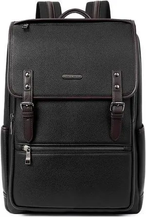 CLUCI Genuine Leather Laptop Backpack for Men 15.6 Inch Business Travel Large Vintage Office Bag Flap Shoulder Bags Black