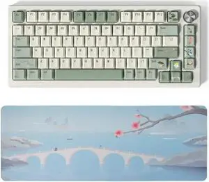 dagaladoo Spring Tea PBT keycaps, Cherry Profile Keycaps 75 Percent,Double Shot Key Cap,dye-sub Keyboard keycaps Bundle with XL Mouse pad(31.5x11.8in)