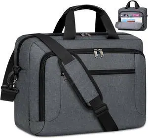 Dakuly Laptop Bag 17.3 Inch Laptop Briefcase Large Waterproof Laptop Case for Men Women Business Office Work Computer Bag 17 Inch Adjustable Shoulder Messenger Bag, Grey
