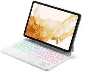 Dejeen Keyboard Case for Samsung Galaxy Tab S7FE/S7+/S8+/S9FE+/S9+, Strong Magnetic Detachable Wireless Keyboard for Tablet(White,12.4inch)