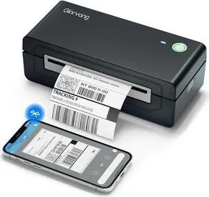 Gloryang Bluetooth Thermal Shipping Label Printer, 4X6 Inkless Label Machine for iOS, Android, Laptop, Wireless Printer for Small Business, Compatible with , UPS, Shopify, Black