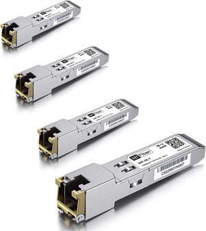 H!Fiber 4 Pack 1.25G SFP to RJ45 Module, 1000Base-T Copper SFP Ethernet Transceiver for Ubiquiti UF-RJ45-1G, UniFi, TP-Link TL-SM331T, Fortinet, Netgear, Mikrotik, Intel and More, 100m