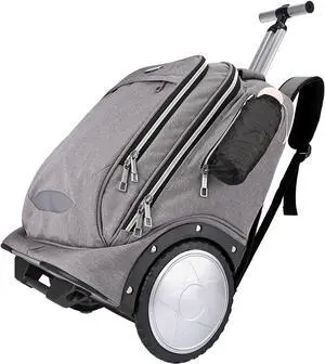 Hivexagon 18 Inch Rolling Backpack with Wheels for Business and Travel Commuter (Grey)