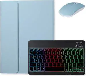 kaidisen Backlit Keyboard for Galaxy Tab S9 11 inch/Tab S9 FE 10.9 inch/Tab S8 11 inch/Tab S7 11" Keyboard Case with Mouse, Detachable Backlight Color Keyboard Case,Mist Blue+Black