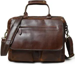 Messenger Bag For Men, 16 Inch Laptop Bag, Vintage Handmade Laptop Briefcase and Shoulder Bag for Men, Business Leather Satchel Bag for Office, Work, and Travel :