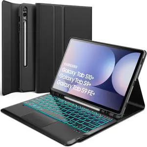 inkolelo Keyboard Case for Samsung Galaxy Tab S10+Plus S9 FE+ / S9+ 12.4 inch,Detachable Smart Tablet Keyboard with 7 Colors Backlit & Touchpad & S Pen Holder,Tab S9 FE Plus/S9 Plus Keyboard Case