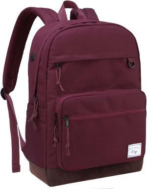 Kasqo Backpack for Women, Vintage School Backpack Bookbag for College Unisex Laptop Backpack Daypack for Work/Travel Burgundy