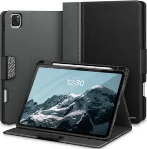 KingBlanc Case for iPad Pro 13-inch 2024 (M4) with Built-in Pencil Holder, PU Leather Smart Stand Cover, Auto Sleep/Wake, Supports Pencil Pro/Pencil (USB-C), Multi-Viewing/Drawing Angles, Black