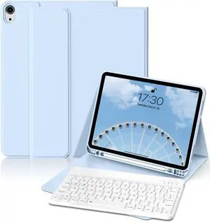 KVTVOU Keyboard Case for iPad (A16) 11th/10th Generation (11/10.9 Inch, 2025/2022), Folio Magnetic Detachable Wireless Bluetooth Keyboard & Flip Stand Case for iPad 11th /10th Generation, Sky Blue
